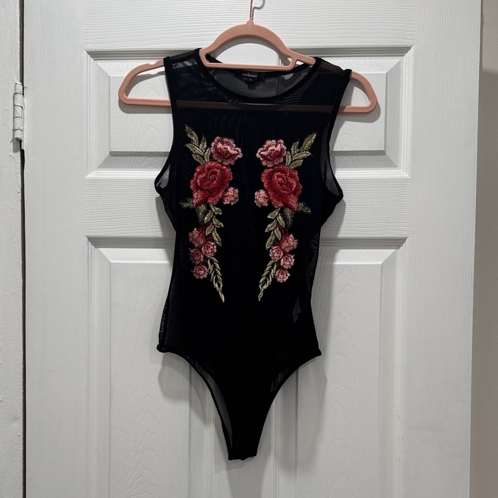 Ambiance Black Mesh Top